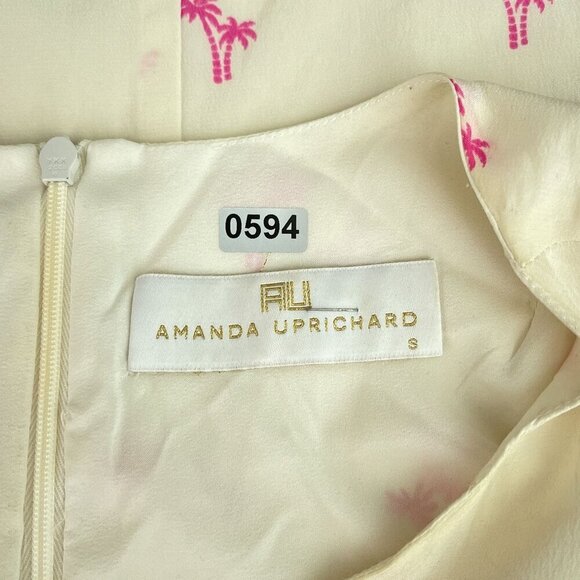 Amanda Uprichard Silk Sleeveless Shift Dress Pink Palm Tree Print Size S - Picture 6 of 10